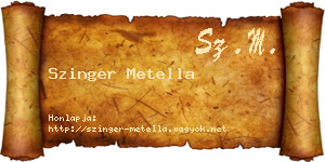 Szinger Metella névjegykártya